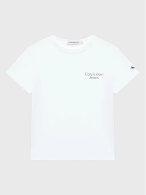 Calvin Klein Jeans T-Shirt Stack Logo IB0IB01319 Biały Regular Fit