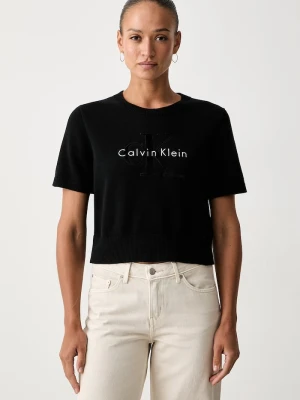 Calvin Klein Jeans T-shirt swetrowy damski bawełniany czarny