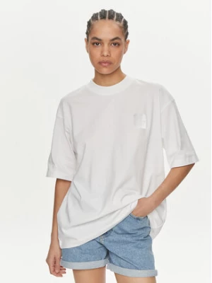 Calvin Klein Jeans T-Shirt Warp Logo J20J223166 Biały Boyfriend Fit