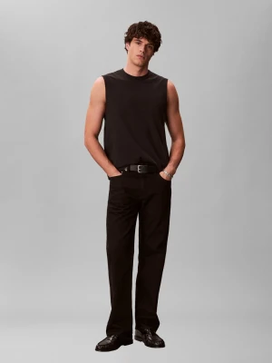 Calvin Klein Jeans Tank top męski Mężczyźni Bawełna czarny jednolity,