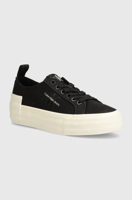 Calvin Klein Jeans tenisówki BOLD VULC FLATF LOW LACE MIX MTL damskie kolor czarny YW0YW01465