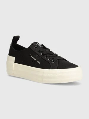 Calvin Klein Jeans tenisówki BOLD VULC FLATF LOW LACE MIX MTL damskie kolor czarny YW0YW01465