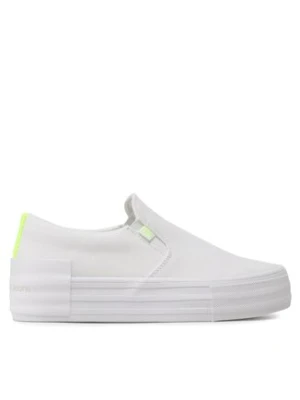 Calvin Klein Jeans Tenisówki Vulc Flatf Bold Slipon Fluo Cont YW0YW00905 Biały