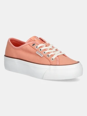 Calvin Klein Jeans tenisówki VULC FLATFORM CTN LOGO TAG kolor pomarańczowy YW0YW01838