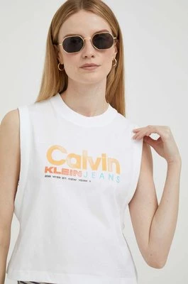 Calvin Klein Jeans top bawełniany kolor biały