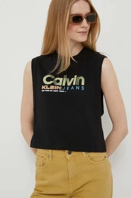 Calvin Klein Jeans top bawełniany kolor czarny