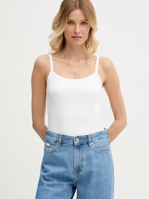 Calvin Klein Jeans top damski bawełniany z elastanem biały