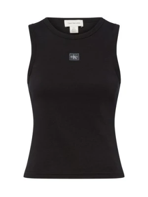 Calvin Klein Jeans Top damski Kobiety Bawełna czarny jednolity,