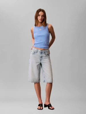 Calvin Klein Jeans Top damski Kobiety Bawełna niebieski jednolity,