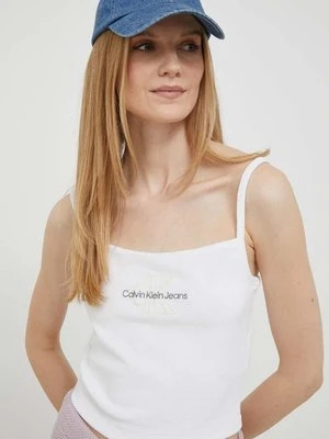 Calvin Klein Jeans top damski kolor biały