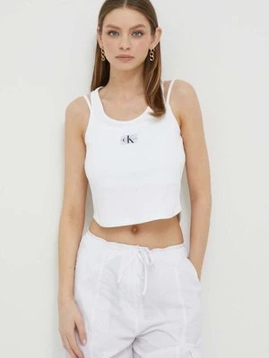 Calvin Klein Jeans top damski kolor biały