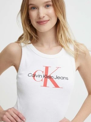 Calvin Klein Jeans top damski kolor biały