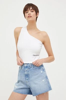 Calvin Klein Jeans top damski kolor biały odkryte plecy