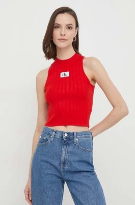 Calvin Klein Jeans top damski kolor czerwony
