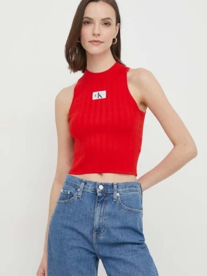 Calvin Klein Jeans top damski kolor czerwony