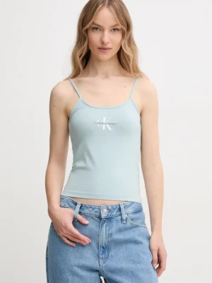 Calvin Klein Jeans top damski kolor turkusowy J20J223105