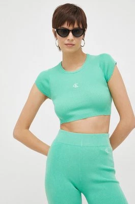 Calvin Klein Jeans top damski kolor zielony