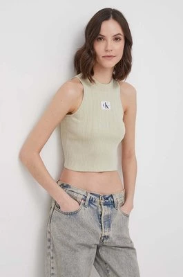 Calvin Klein Jeans top damski kolor zielony