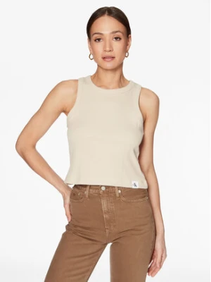 Calvin Klein Jeans Top J20J221055 Beżowy Regular Fit