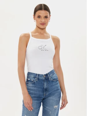 Calvin Klein Jeans Top J20J223623 Biały Slim Fit