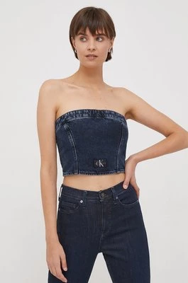 Calvin Klein Jeans top jeansowy kolor granatowy