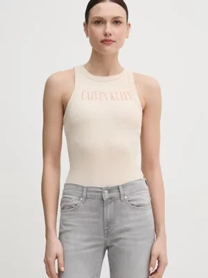 Calvin Klein Jeans top kolor beżowy J20J225520