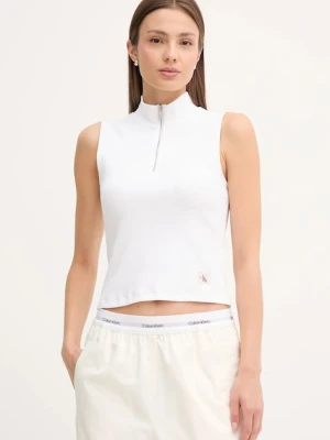 Calvin Klein Jeans top kolor biały z półgolfem LV047C909G