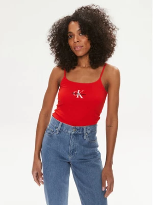 Calvin Klein Jeans Top Monologo J20J223105 Czerwony Slim Fit