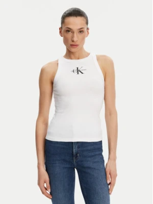 Calvin Klein Jeans Top Monologo J20J225301 Biały Slim Fit