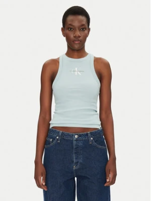 Calvin Klein Jeans Top Monologo J20J225301 Niebieski Slim Fit