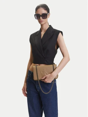 Calvin Klein Jeans Torebka Sculpted Ew Flap25 Shoulder Bag LV04K3035G Beżowy