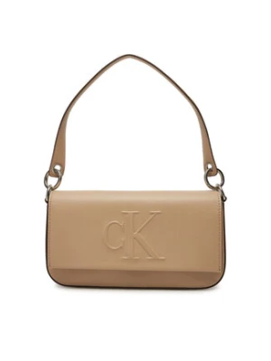 Calvin Klein Jeans Torebka Sculpted Flap Shoulder Pouch25 LV04K3148G Beżowy