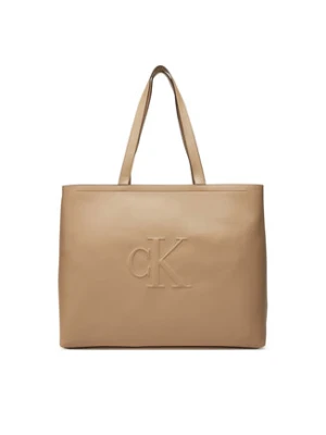 Calvin Klein Jeans Torebka Sculpted Slim Tote34 LV04K3070G Beżowy