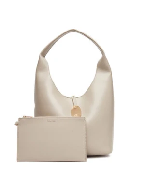 Calvin Klein Jeans Torebka Stone Lock Slouchy Small Shoulde LV04K3176G Écru