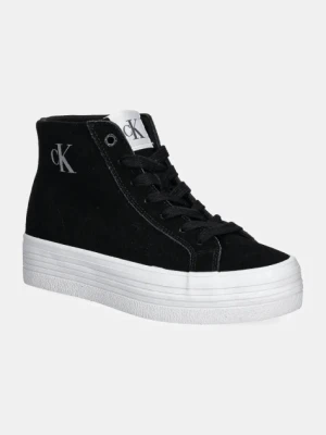 Calvin Klein Jeans trampki zamszowe VULC FLATFORM LACEUP MID MG S kolor czarny YW0YW01584
