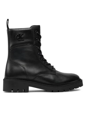 Calvin Klein Jeans Trapery Combat Boot Mid Zip Lth In Calf YW0YW01550 Czarny