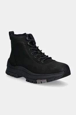 Calvin Klein Jeans trapery skórzane HYBRID WP BOOT LACEUP REBELLIOUS męskie kolor czarny YM0YM01077