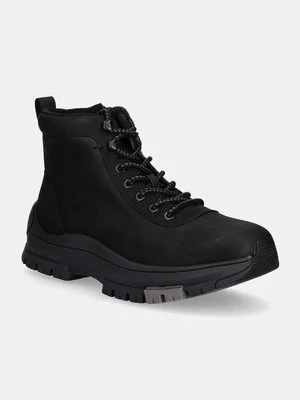 Calvin Klein Jeans trapery skórzane HYBRID WP BOOT LACEUP REBELLIOUS męskie kolor czarny YM0YM01077