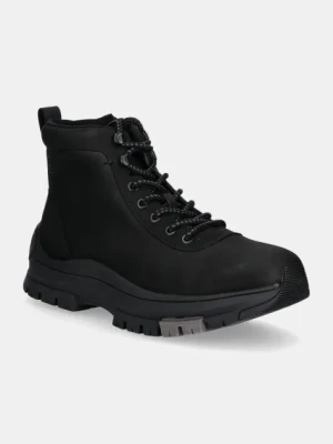 Calvin Klein Jeans trapery skórzane HYBRID WP BOOT LACEUP REBELLIOUS męskie kolor czarny YM0YM01077