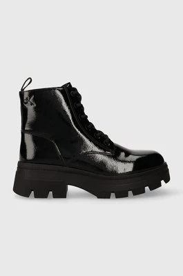 Calvin Klein Jeans workery CHUNKY COMBAT LACEUP BOOT WN damskie kolor czarny na płaskim obcasie YW0YW01265