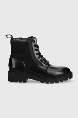 Calvin Klein Jeans workery Military Boot YW0YW00673.BDS damskie kolor czarny na płaskim obcasie