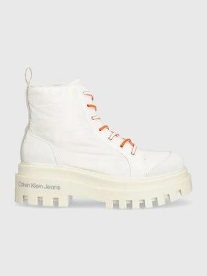 Calvin Klein Jeans workery TOOTHY COMBAT BOOT SOFTNY damskie kolor biały na platformie YW0YW00948