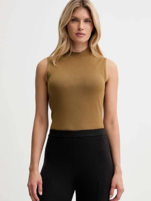 Calvin Klein kamizelka damski kolor brązowy z półgolfem LV044D316G