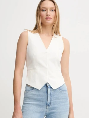 Calvin Klein kamizelka kolor beżowy jednorzędowa K20K208242
