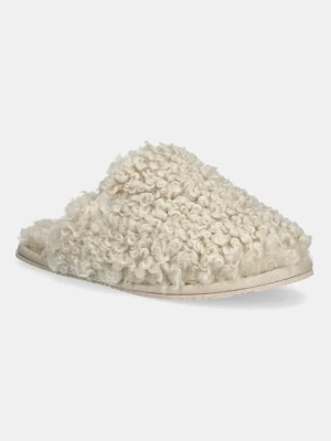 Calvin Klein kapcie CLOSE SLIPPER FUR kolor beżowy YW0YW01975