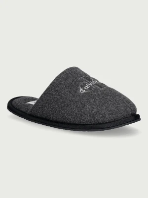 Calvin Klein kapcie męskie HOTEL SLIPPER MONOLOGO FELT szary