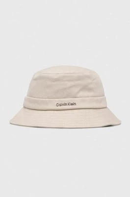 Calvin Klein kapelusz bawełniany kolor beżowy bawełniany