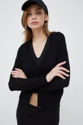 Calvin Klein kardigan wełniany damski kolor czarny lekki