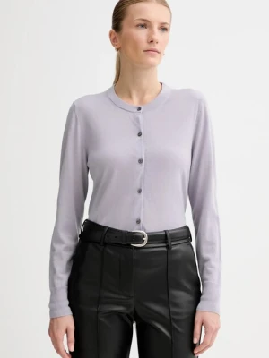 Calvin Klein kardigan wełniany damski kolor fioletowy lekki LV044D323G