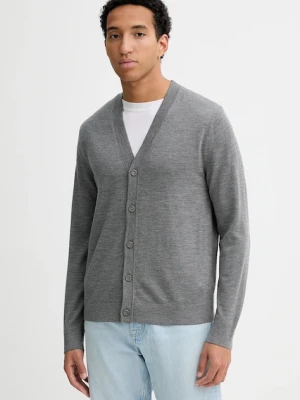 Calvin Klein kardigan wełniany męski kolor szary LV04LB306G